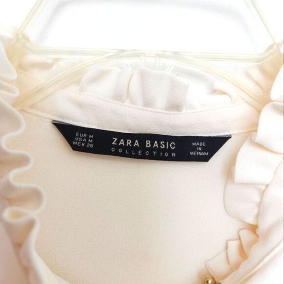 Zara‎ Basic Collection Ivory Long-sleeve Ruffle Blouse - Picture 8 of 8
